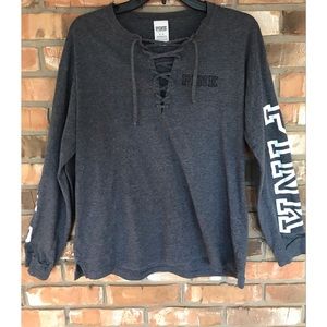 PINK Victoria Secret Women’s Gray Long Sleeve Top  Medium